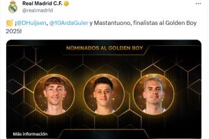 此前金球未發(fā)文，皇馬祝賀赫伊森、居萊爾和馬斯坦托諾進(jìn)金童候選
