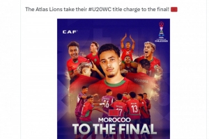 摩洛哥進(jìn)入世青賽決賽，阿什拉夫轉(zhuǎn)發(fā)海報(bào)祝賀：摩洛哥加油