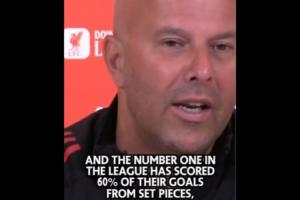 斯洛特調(diào)侃：聯(lián)賽第一60%進(jìn)球是定位球，我們只落后1分，沒那么糟