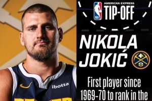 NBA預(yù)熱掘金揭幕戰(zhàn)：約基奇是首位三項數(shù)據(jù)均位列賽季前3的球員