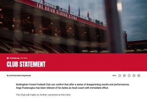 簡短！森林發(fā)布澳波下課公告僅39個單詞，無感謝+祝好