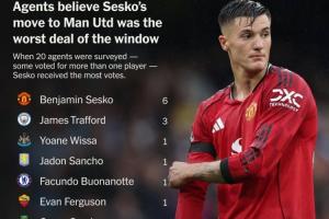 TA票選英超夏窗最差轉(zhuǎn)會(huì)：舍什科6票第1，特拉福德3票，維爾茨1票