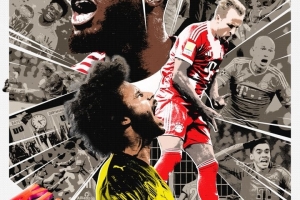 德國國家德比！拜仁曬戰(zhàn)多特預(yù)熱海報(bào)：拼貼畫風(fēng)格！于帕凱恩出鏡