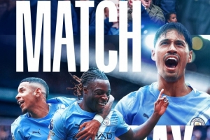 曼城曬主場(chǎng)迎戰(zhàn)埃弗頓海報(bào)，賴因德斯+多庫(kù)+薩維尼奧出鏡