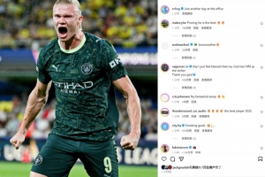 連續(xù)12場破門，哈蘭德社媒曬照：不過又是普普通通上班的一天