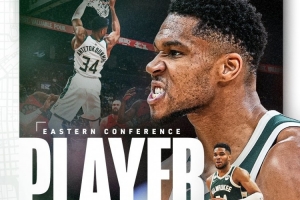 字母哥周最佳海報 賽季前三戰(zhàn)場均36分16板7助 投籃命中率68.3%