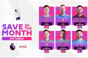 英超10月最佳撲救候選：迪恩-亨德森、維卡里奧、塞爾斯在列