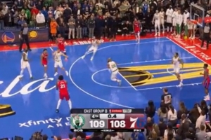 慢了！恩比德接到格萊姆斯傳球時(shí)只剩0.4秒 再出手已經(jīng)超時(shí)了