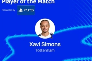 1助攻+4關(guān)鍵傳球，官方：哈維-西蒙斯當(dāng)選熱刺4-0哥本哈根最佳