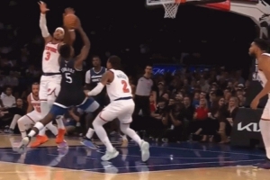 極限1抽3！愛德華茲歐洲步擰麻花打成2+1 唐斯補防稍慢帽到空氣