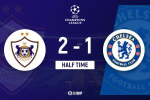 半場-切爾西暫1-2卡拉巴赫 埃斯特旺破門哈托失誤致丟球+送點(diǎn)