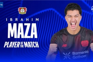 2次解圍+3次搶斷！馬扎當(dāng)選勒沃庫森vs本菲卡全場最佳球員