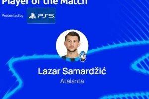 89分鐘絕殺，歐冠官方：薩馬爾季奇當(dāng)選亞特蘭大1-0馬賽最佳球員