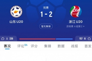 王鈺棟傳射助浙江2-1山東，將抽簽決定浙江和新疆之間的晉級球隊(duì)