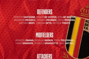 比利時大名單：庫爾圖瓦領(lǐng)銜，多庫、特羅薩德、薩勒馬科爾斯入選