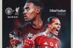利物浦發(fā)布對陣曼城海報：范戴克、薩拉赫、索博、赫拉芬貝赫出鏡
