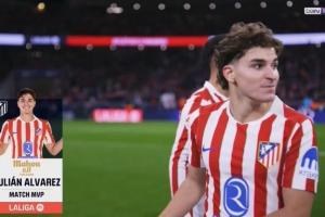0球0助攻但送出6關(guān)鍵傳球！西甲官方：阿爾瓦雷斯當(dāng)選本場MVP