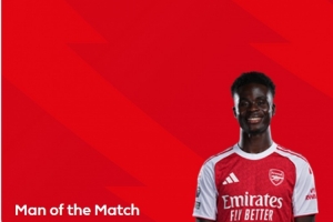 得票率33%！英超官方：薩卡被球迷票選為桑德蘭vs阿森納全場最佳