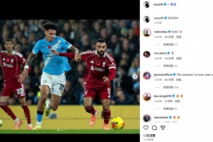 打出信心了！曼城左后衛(wèi)奧賴利社媒曬對位薩拉赫照：硬！