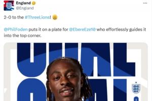 引吐槽！埃澤十分角世界波，英格蘭官方描述：福登喂到嘴邊的助攻