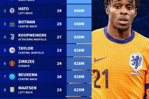 落選本期荷蘭國家隊球員身價榜：弗林蓬4500萬歐居首，哈托次之