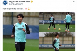 有望復(fù)出！布萊頓社媒曬三笘薫恢復(fù)訓(xùn)練照片