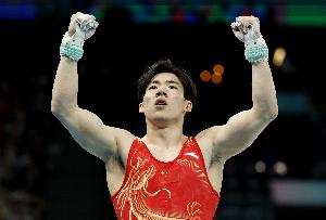 張博恒14.860分奪得全運會男子單杠冠軍，鶴翔亞軍、肖若騰季軍