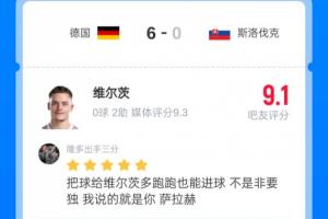 送出2助！維爾茨國家隊獲9.1分：終于沒有薩拉赫 這才是真維爾茨
