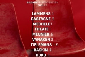 比利時世預賽首發(fā)：拉門斯國家隊首秀，多庫、德凱特拉雷在列