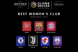環(huán)足獎2025年最佳女足俱樂部候選：阿森納女足、巴薩女足領(lǐng)銜