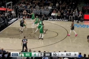 捍衛(wèi)主場！8號(hào)秀杰明追身三分再進(jìn) 籃網(wǎng)開局4記三分13-4！