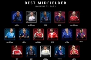 環(huán)足獎2025年最佳中場候選：維爾茨、若昂·內(nèi)維斯、佩德里在列