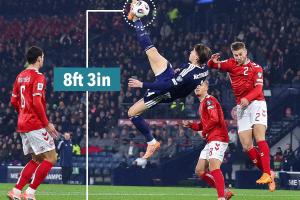 驚天倒鉤！麥克托米奈倒鉤高度2.53米，比當(dāng)年C羅還高了15厘米