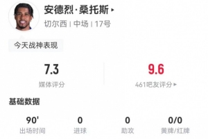 完美替代凱塞多！桑托斯本場(chǎng)4解圍4攔截3搶斷 10對(duì)抗7成功2造犯規(guī)