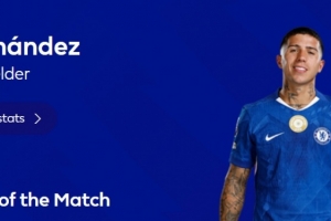 破門鎖定勝局，英超官方：恩佐當(dāng)選切爾西2-0伯恩利全場最佳