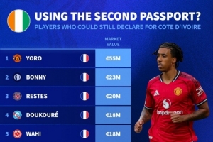 德轉(zhuǎn)盤點仍可為非洲國家隊效力球員：約羅、博尼、恩凱提亞在列