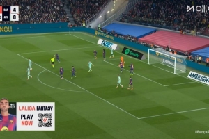 獨(dú)中兩元！西甲官方：巴薩前鋒費(fèi)蘭·托雷斯當(dāng)選全場(chǎng)比賽MVP