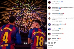 客串中衛(wèi)表現(xiàn)出色！赫拉德·馬丁曬煙花照：難以忘懷的諾坎普首秀