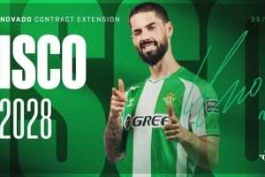 官方：貝蒂斯與33歲伊斯科完成續(xù)約，新合同至2028年6月