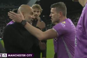 瓜帥點贊瓜迪奧拉賽后找主裁握手交流，瓜帥向主裁豎起大拇指