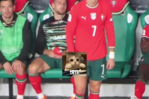 自己辛苦反超的比分就這么被扳平，場邊C羅很無奈