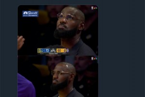 真會來事??！湖人大比分落后，勇士NBC官推曬詹姆斯照片調(diào)侃：決定3.0！