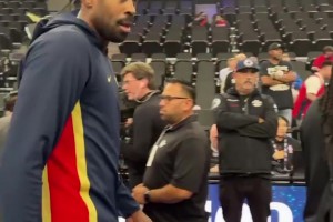 寸頭造型！小喬丹與空接之城老搭檔保羅擁抱致意開心聊天~